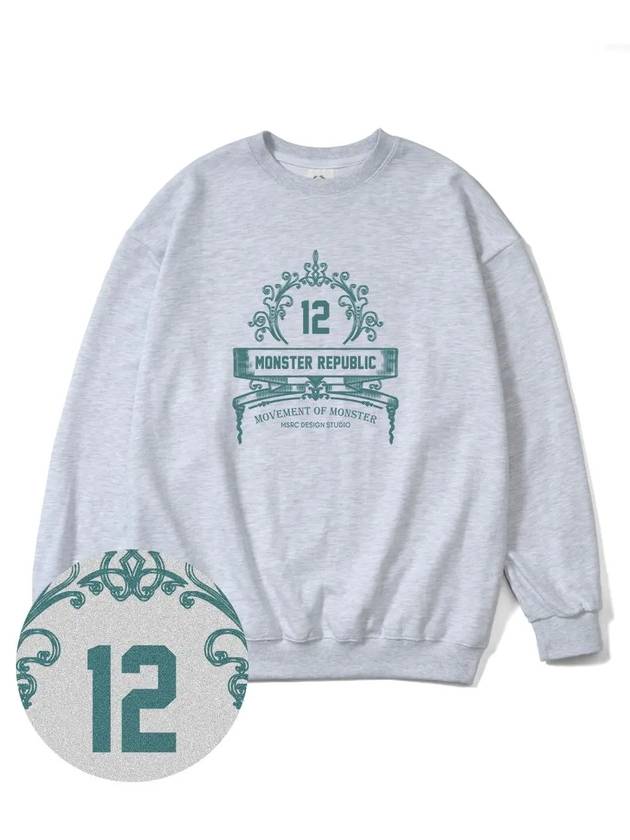 Modelo Jade Green Overfit Sweatshirt Melange Gray - MONSTER REPUBLIC - BALAAN 3