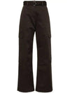 High Waist Cargo Cotton Straight Pants Brown - MSGM - BALAAN 2