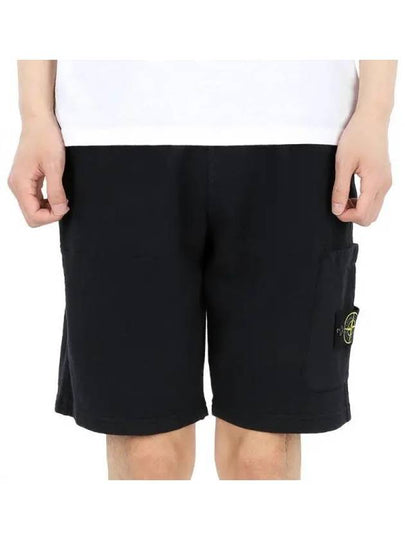 Men's OLD Treatment Logo Patch Cargo Bermuda Shorts Navy - STONE ISLAND - BALAAN 2