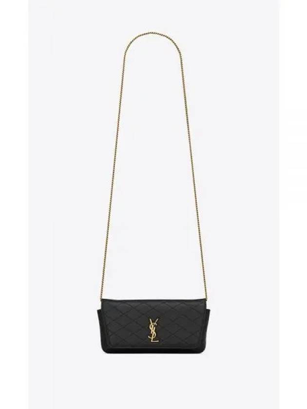 Gaby Quilted Leather Phone Holder Shoulder Bag Black - SAINT LAURENT - BALAAN 2