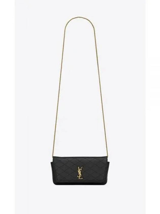 Gaby Quilted Leather Phone Holder Shoulder Bag Black - SAINT LAURENT - BALAAN 2