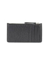 Pebble Leather Stitch Logo Zipper Card Wallet Black - MAISON MARGIELA - BALAAN 3