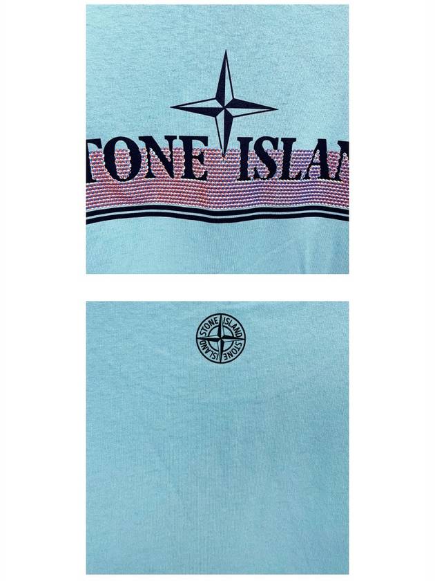 Tricromia One Print Garment Dyed Cotton Jersey Short Sleeve T-Shirt Blue - STONE ISLAND - BALAAN 6