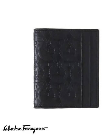 Travel Embossed Card Wallet Black - SALVATORE FERRAGAMO - BALAAN 2