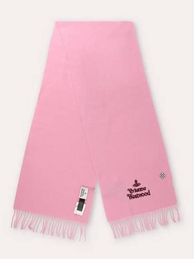 Logo Wool Fringe Muffler Pink - VIVIENNE WESTWOOD - BALAAN 2