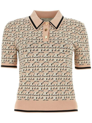 Logo Jacquard Polo Shirt Apricot Blush - TORY BURCH - BALAAN 1