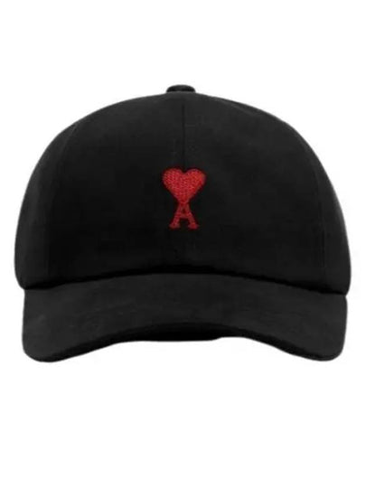 Embroidered Heart Logo Ball Cap Black - AMI - BALAAN 2