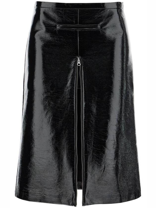 Tailored Zipper Vinyl Midi A Line Skirt Black - COURREGES - BALAAN 1