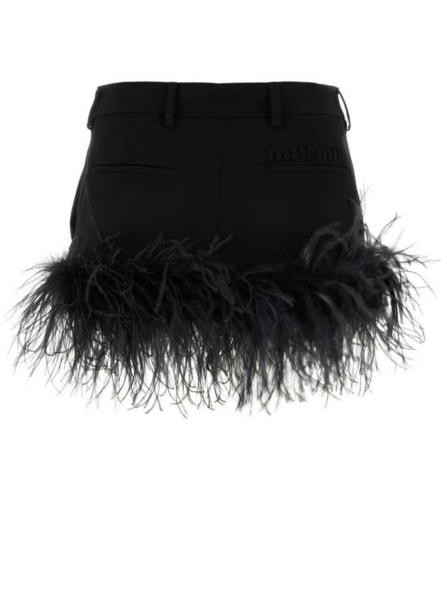 Women's Embroidered Logo A-Line Skirt Black - MIU MIU - BALAAN 3