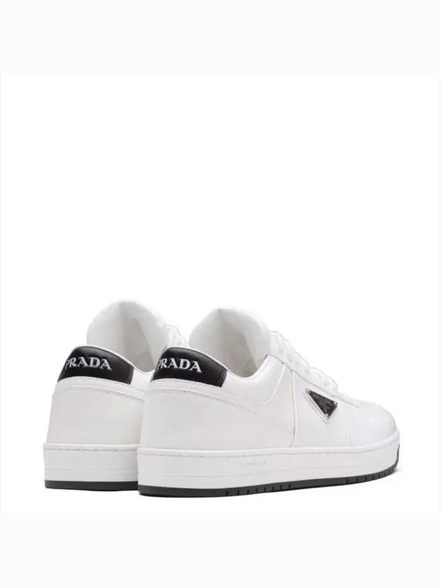 Downtown Triagle Logo Leather Low Top Sneakers White - PRADA - BALAAN 4