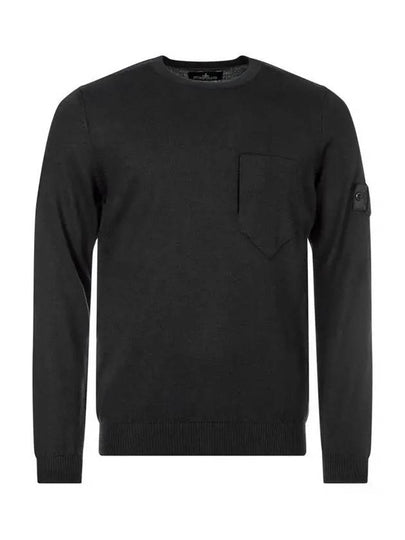 Men's Shadow Project Wappen Pocket Wool Knit Top Black - STONE ISLAND - BALAAN 2