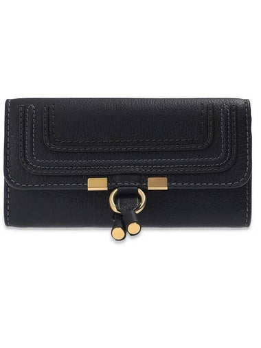 Marcie Grain Calfskin Long Wallet Black - CHLOE - BALAAN 1