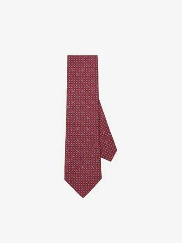 Gancini Print Silk Tie Blue Red - SALVATORE FERRAGAMO - BALAAN 2