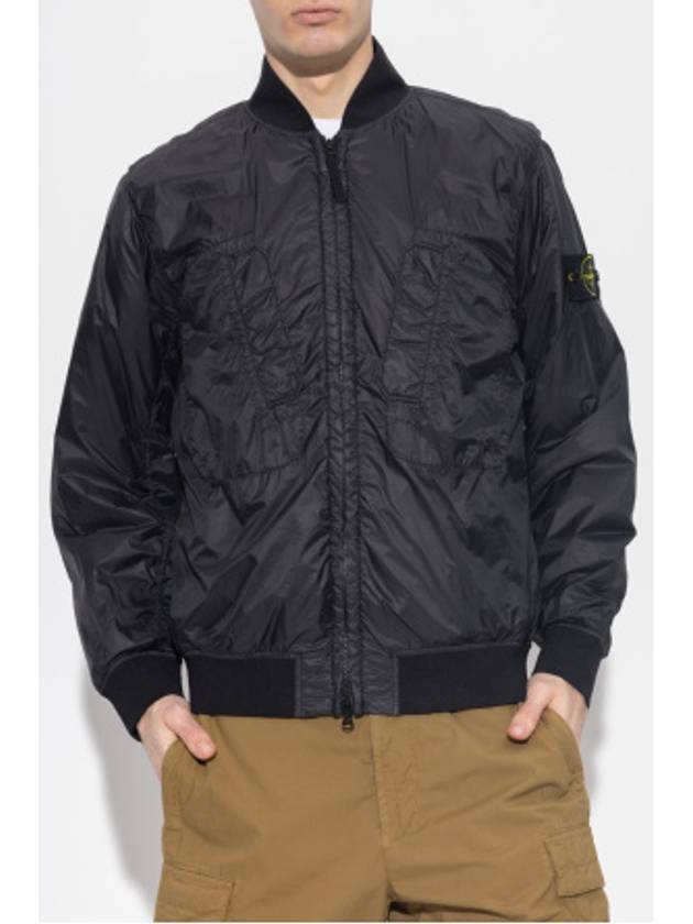 Logo Patch Bomber Jacket Black - STONE ISLAND - BALAAN 4