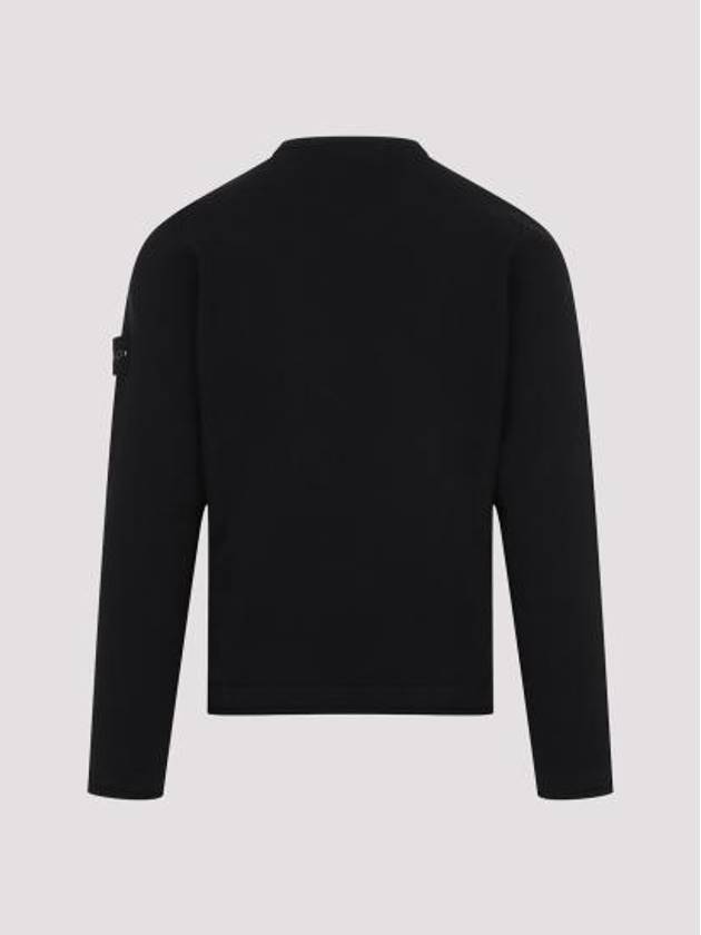 Logo Organic Cotton Long Sleeve T-Shirt Black - STONE ISLAND - BALAAN 5