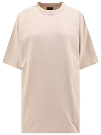 Logo Print Short Sleeve T-Shirt Beige - BALENCIAGA - BALAAN 2