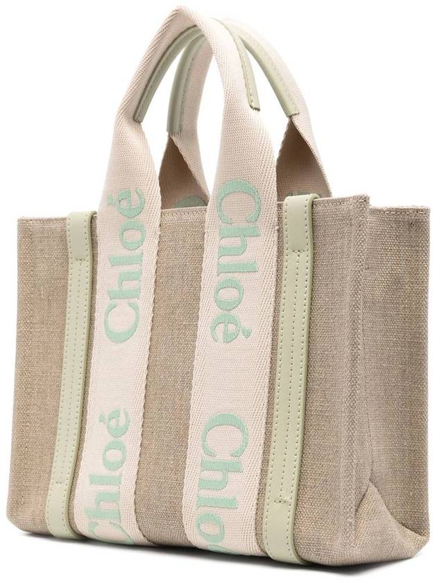 Woody Logo Small Tote Bag Green Beige - CHLOE - BALAAN 3