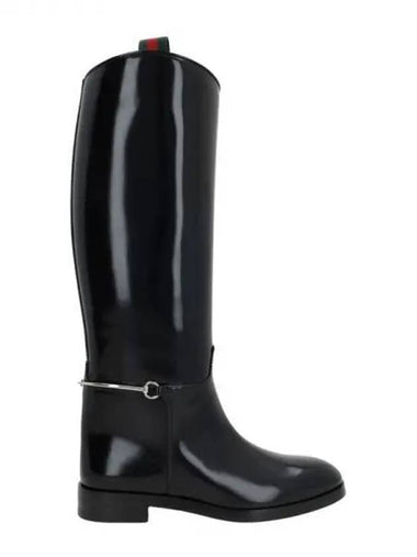 Horsebit glossy leather high boots - GUCCI - BALAAN 1