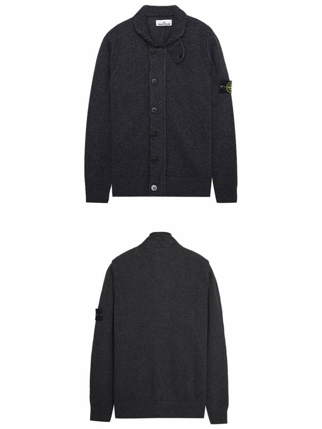 Lambswool Knit Cardigan Steel Grey - STONE ISLAND - BALAAN 6