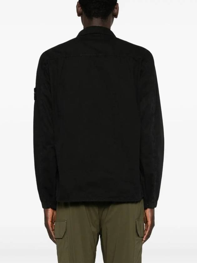 Organic Cotton Shirt Zip Up Jacket Black - STONE ISLAND - BALAAN 7