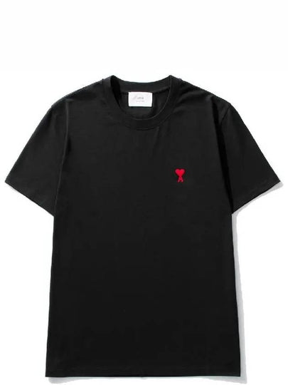 Small Heart Logo Short Sleeve T-Shirt Black - AMI - BALAAN 2