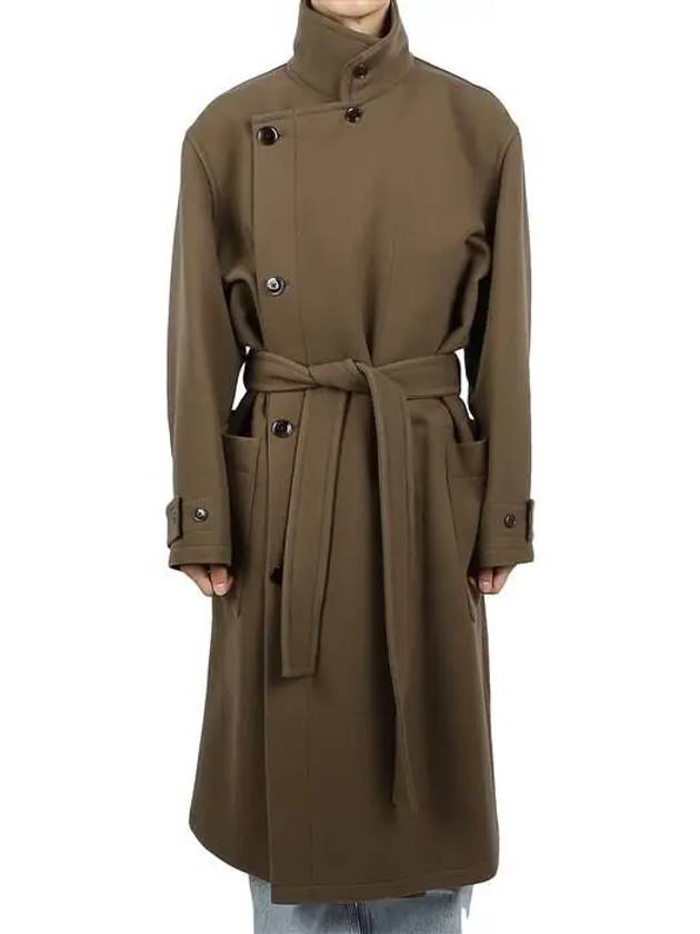 Wrap Wool Double Coat Dark Squirrer - LEMAIRE - BALAAN 2