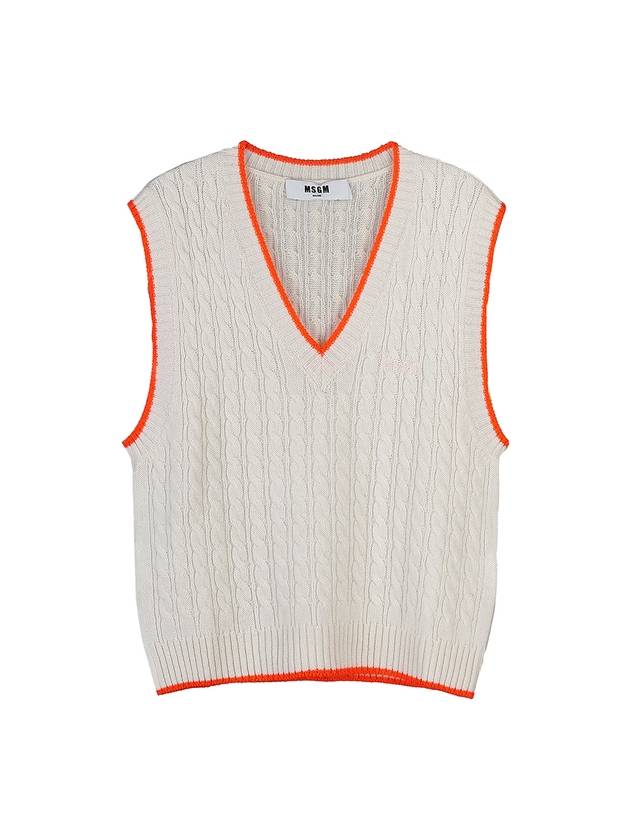 Embroidered Micro Logo Wool Vest Cream - MSGM - BALAAN 10