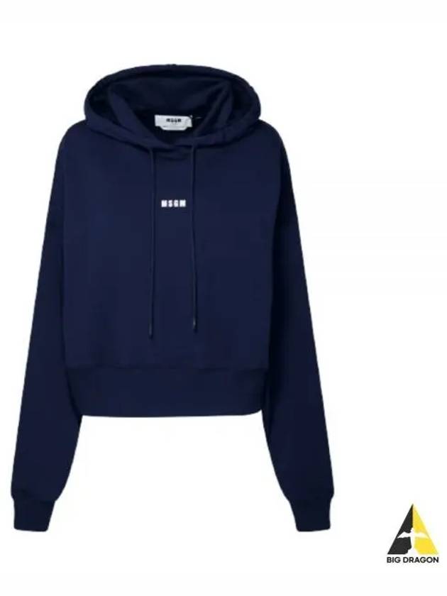 Micro Logo Crop Hoodie Navy - MSGM - BALAAN 2