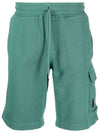 Cotton Fleece Cargo Shorts Green - CP COMPANY - BALAAN 1