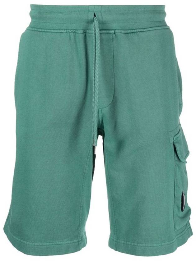 Cotton Fleece Cargo Shorts Green - CP COMPANY - BALAAN 1