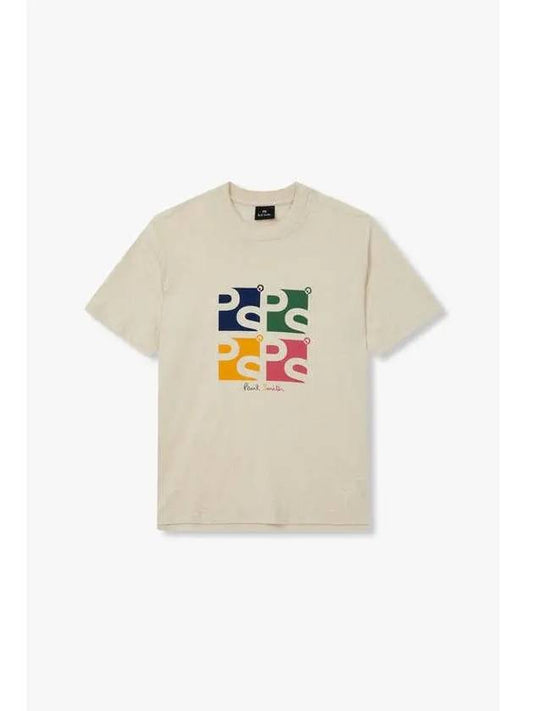 PS logo point slub t shirt melange beige - PAUL SMITH - BALAAN 1