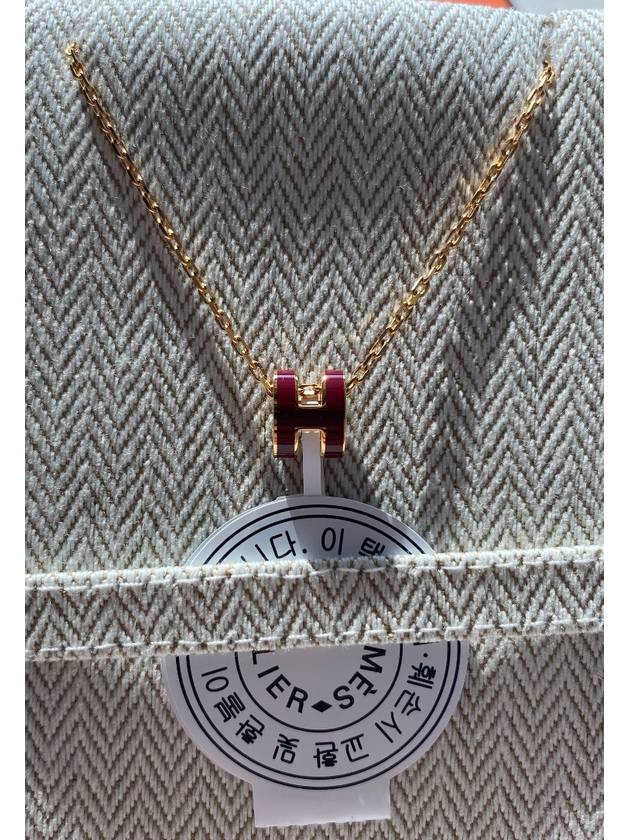 Mini Pop H Pendant Necklace Gold Rouge Ruby - HERMES - BALAAN 2