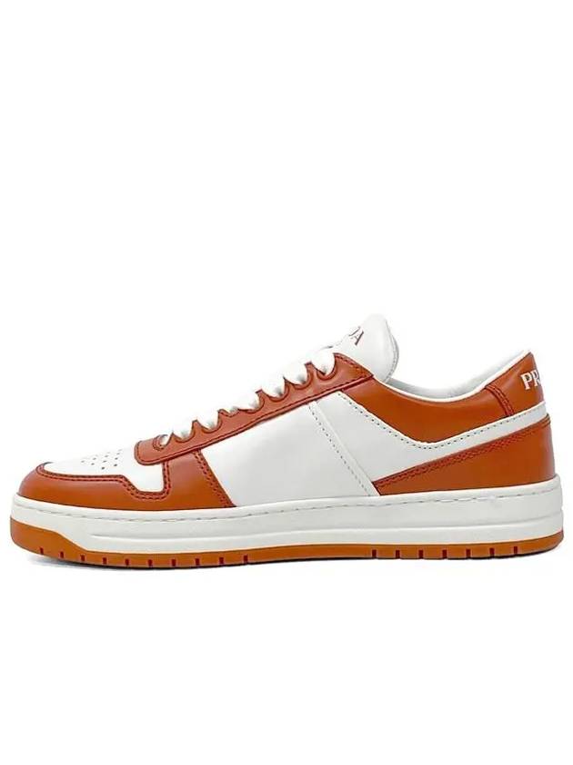 Downtown Perforated Leather Low Top Sneakers Orange - PRADA - BALAAN 7