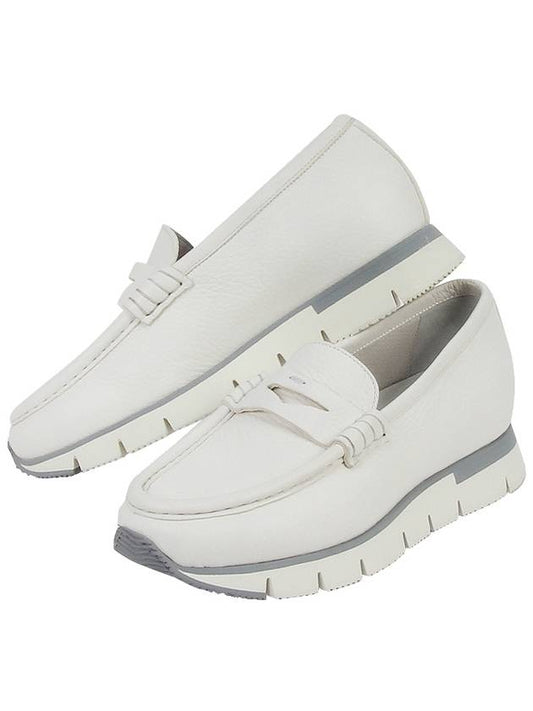 Women's Leather Loafers White - SANTONI - BALAAN 2