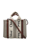 Woody Small Canvas Tote Bag White Brown Beige - CHLOE - BALAAN 2