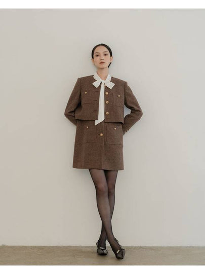 WOOL CHECK TWEED VEST DRESS - DEFEMME - BALAAN 2