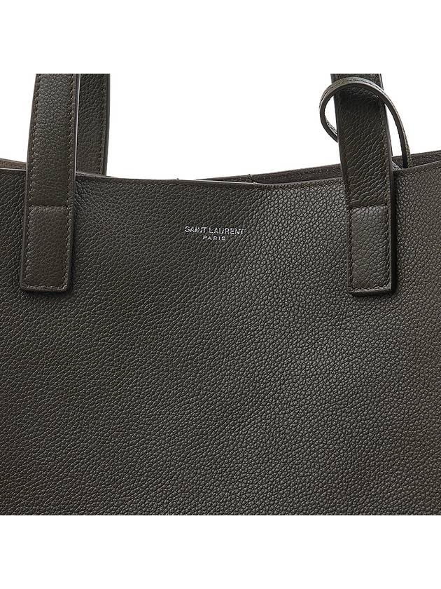 Bold Shopping Bag In Grained Leather Dark Khaki - SAINT LAURENT - BALAAN 8