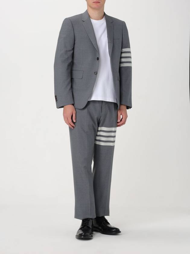 Diagonal Plain Weave Classic Wool Slacks Medium Grey - THOM BROWNE - BALAAN 3