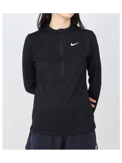 Women's Dri Fit UV Advantage Half Zip Long-Sleeve T-Shirt Black - NIKE - BALAAN 2