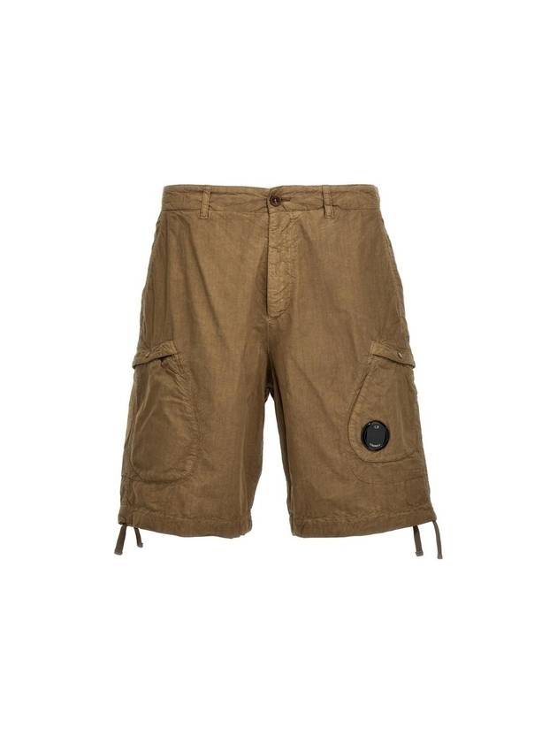 Lens Wappen Cotton Shorts Brown - CP COMPANY - BALAAN 1