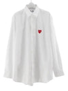 Men's Red Heart Long Sleeve Shirt White - COMME DES GARCONS - BALAAN 2