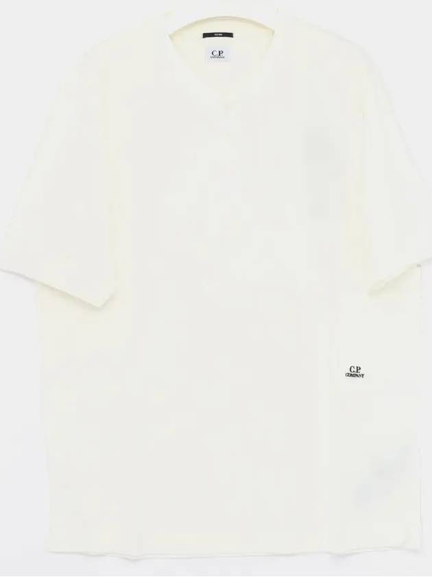 Tacting Piquet Buttoned Short Sleeve T-Shirt White - CP COMPANY - BALAAN 3