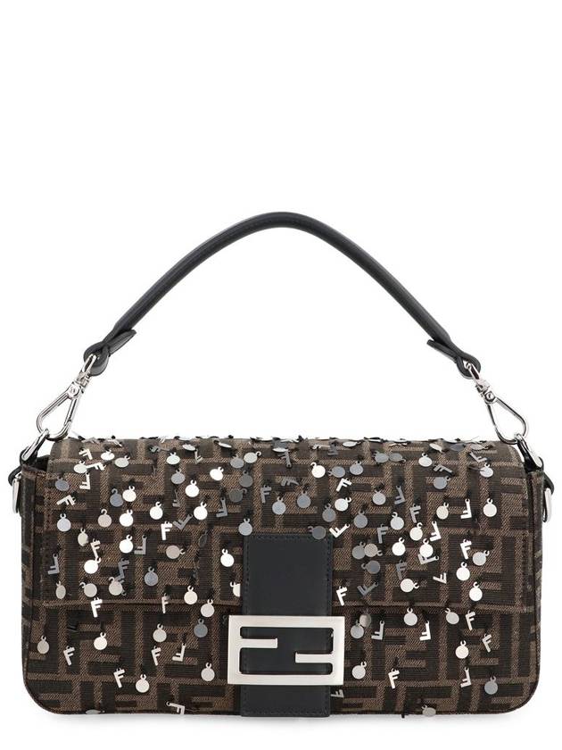 TOBACCO CANVAS AND RHINESTONES BAGUETTE SHOULDER BAG 7VA572APD4F1MLD - FENDI - BALAAN 2