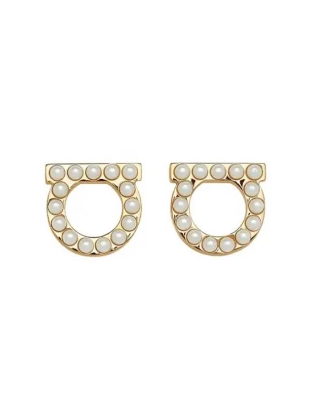 Gancini Pearl Earrings Gold - SALVATORE FERRAGAMO - BALAAN 2