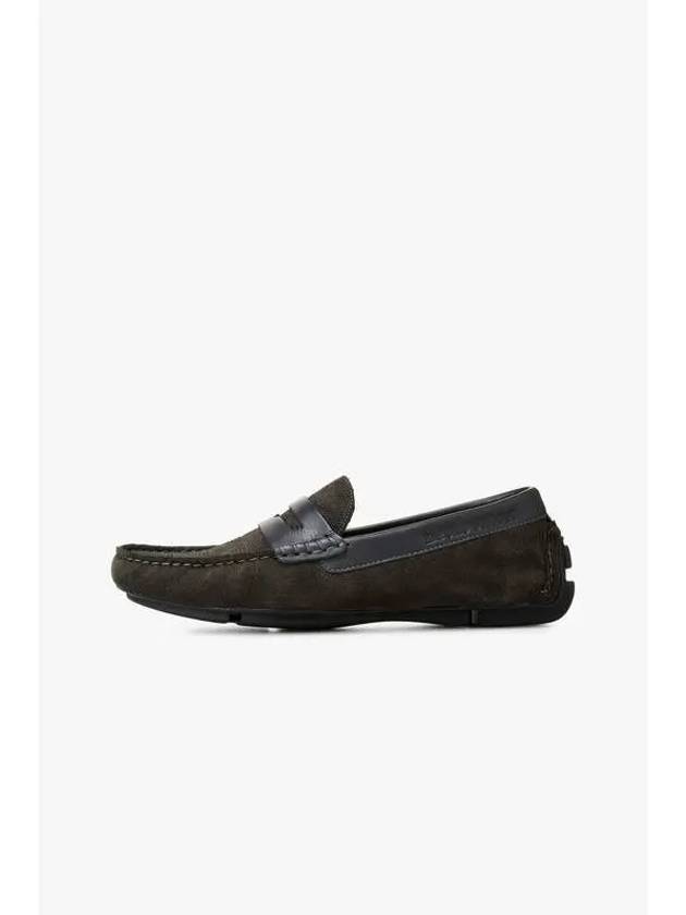 Men s Punching Suede Driving Loafers Charcoal Gray - EMPORIO ARMANI - BALAAN 1