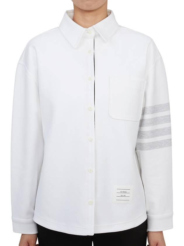 FJT247A 06772 100 Women s Overshirt Jacket - THOM BROWNE - BALAAN 4