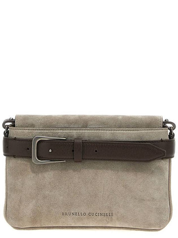 Brunello Cucinelli Grey Leather Crossbody Bag - BRUNELLO CUCINELLI - BALAAN 1