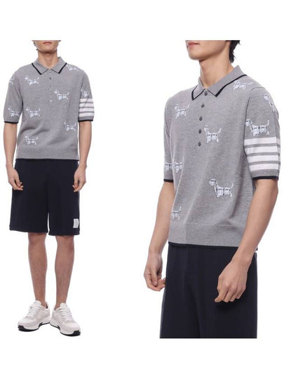 Hector Diagonal Virgin Wool Short Sleeve Polo Shirt Grey - THOM BROWNE - BALAAN 2