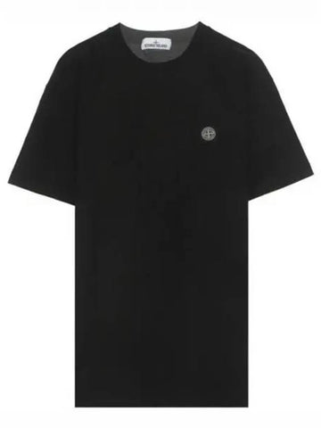 701524113 V0029 Logo Patch Short Sleeve T Shirt Black Men s TTA 270072 - STONE ISLAND - BALAAN 1