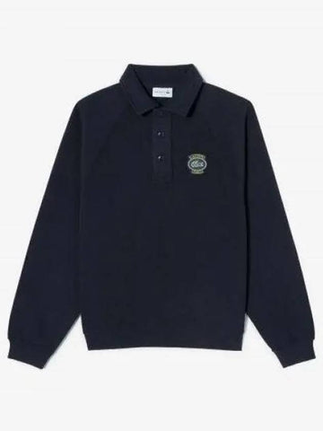 Men s badge match half zip polo type sweatshirt dark navy 1285979 - LACOSTE - BALAAN 1